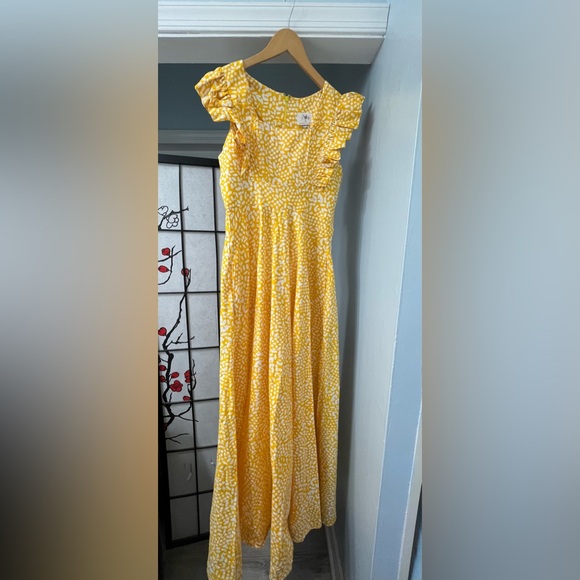 NWT Sika x Anthropologie size 8 marigold yellow dot maxi dress with pockets - Picture 9 of 10
